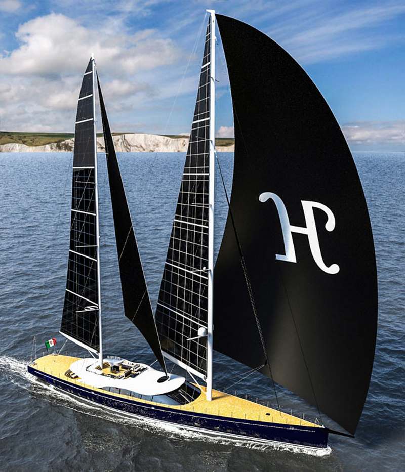 wordlessTech Helios solar powered Sailing Yacht concept
