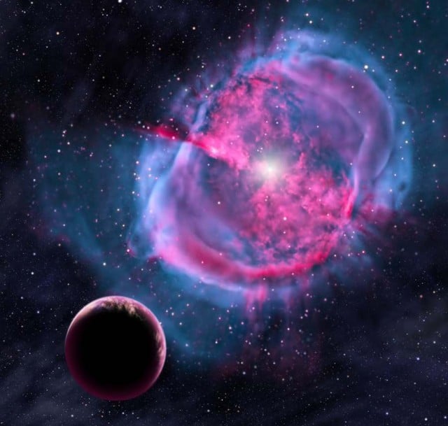 A planet orbiting an ancient planetary nebula