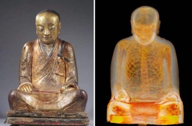 Mummy inside this Buddha Statue