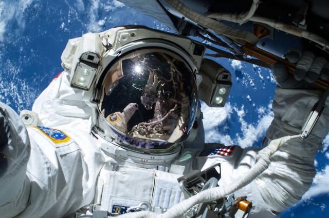Astronaut Barry Wilmore selfie on a Spacewalk