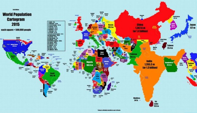 Countries scaled by Population