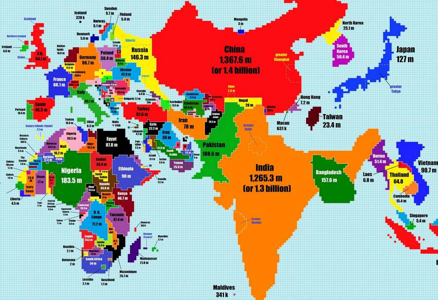 World Countries scaled by Population 2