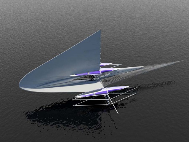 Fresnel Hydrofoil Trimaran