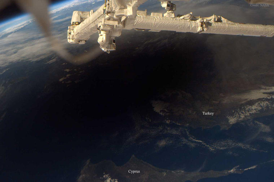 Total Solar Eclipse over Greece from space