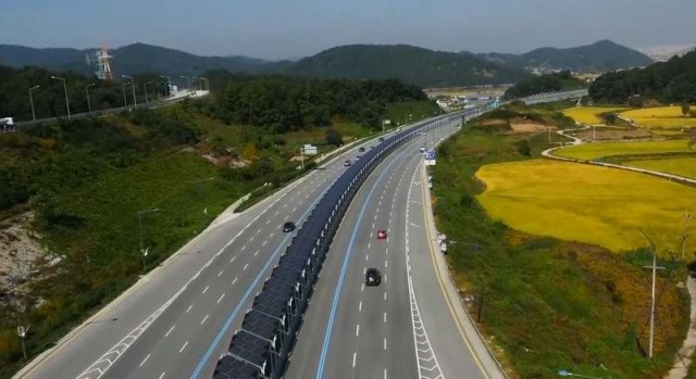 Bike highway lane covered with solar panels
