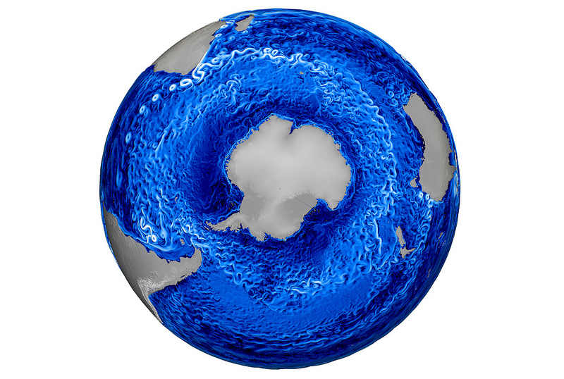 Antarctica's Ocean currents from the Lab's MPAS-Ocean Model