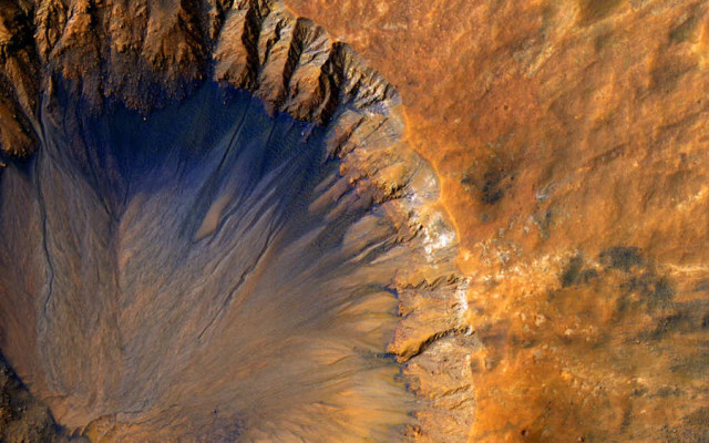 Impact crater in the Sirenum Fossae region of Mars