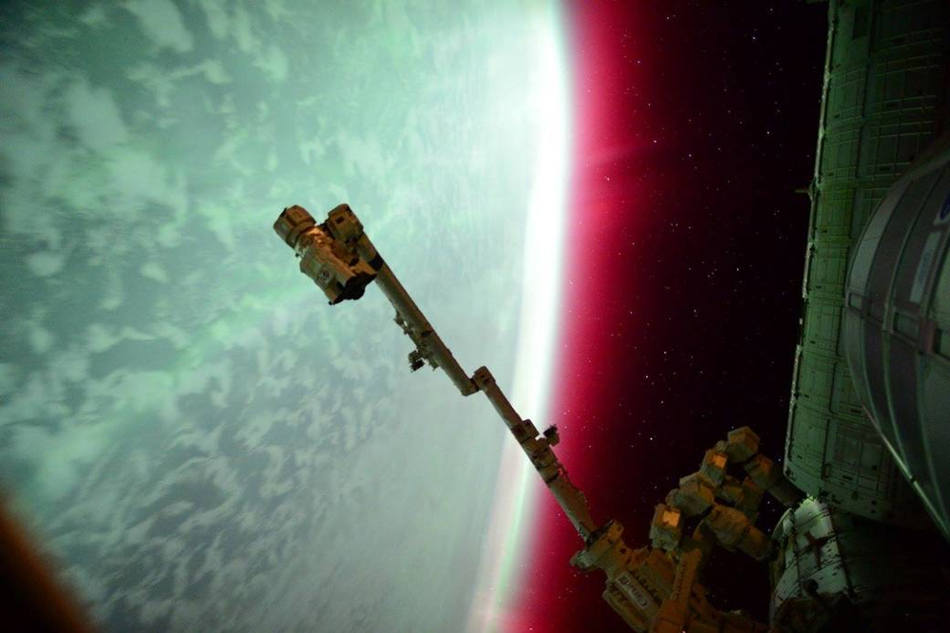 Lights of a red Aurora from space