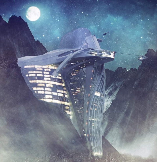 Semiotic Alpine Escape futuristic Hotel