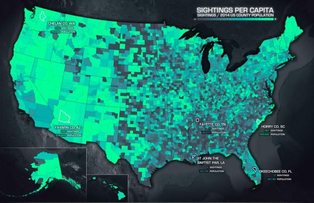 UFO data visualization map