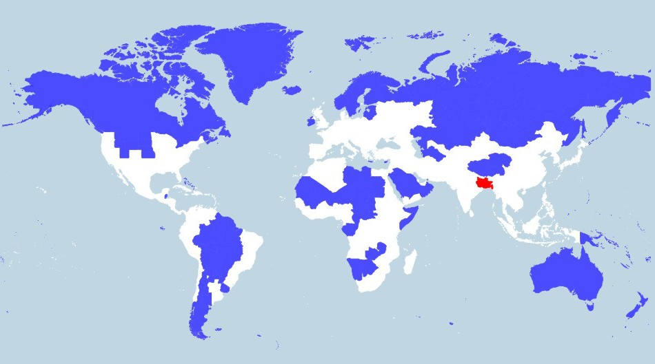 In each Red and Blue Map areas, lives 5- of the World Population