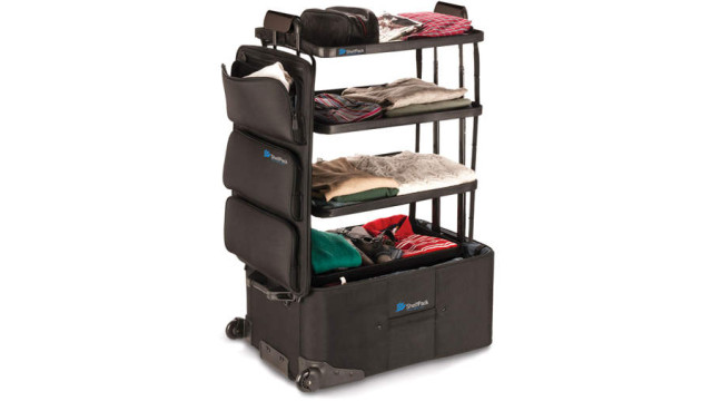 Suitcase transforms Into a compact Dresser 