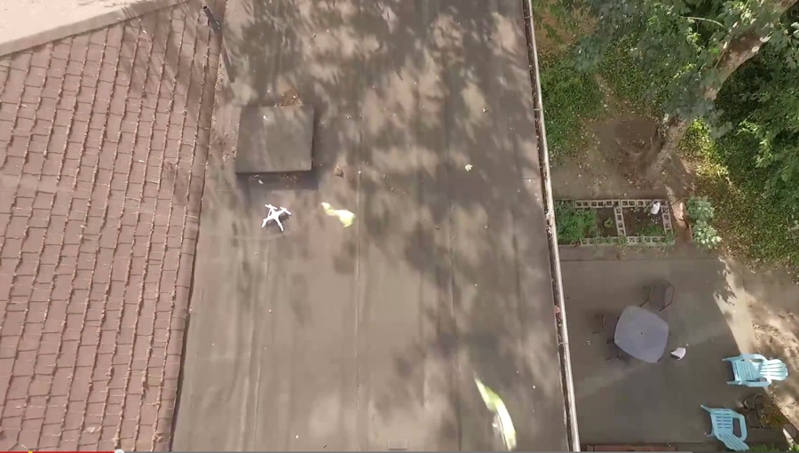 A crashed drone is rescued by another one