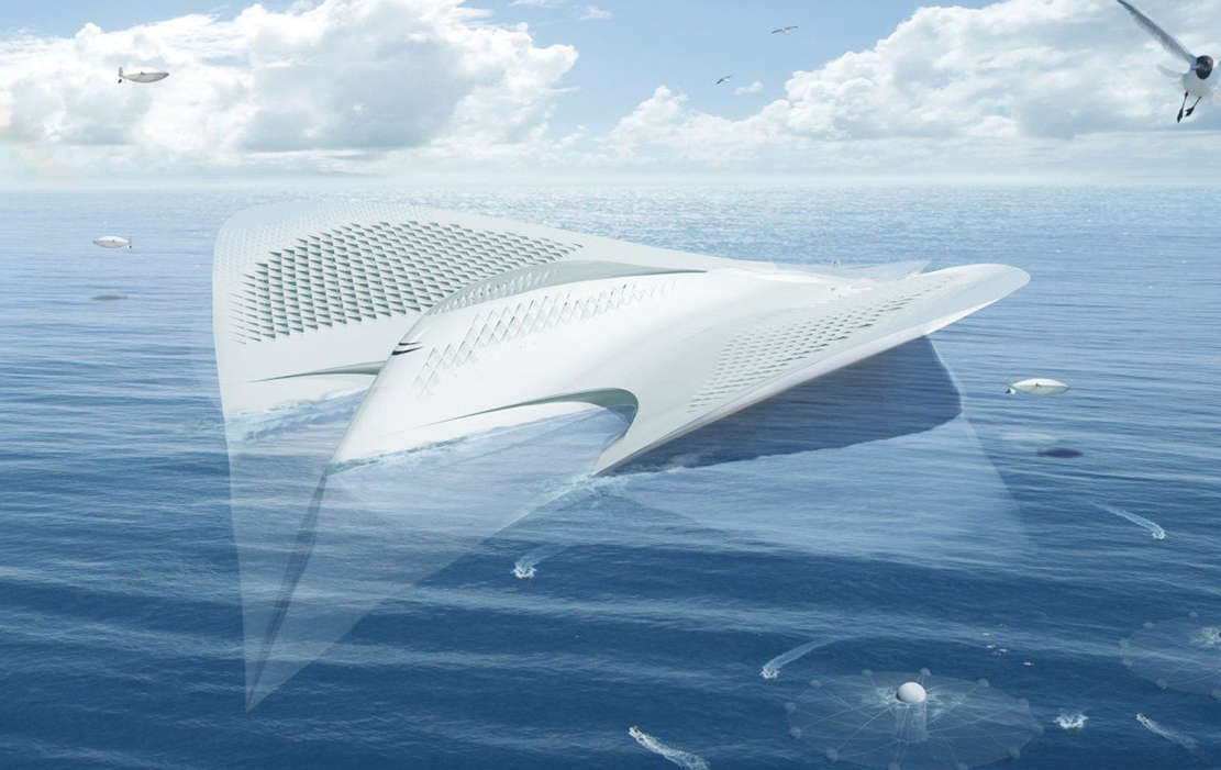 Floating city concept shaped like a manta (1)