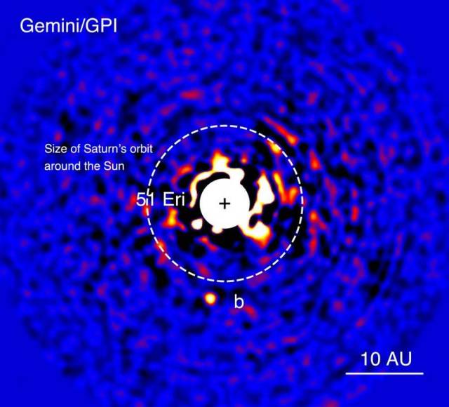 Discovery image of the planet 51 Eridani b with the Gemini Planet