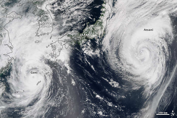 Typhoons Goni and Atsani