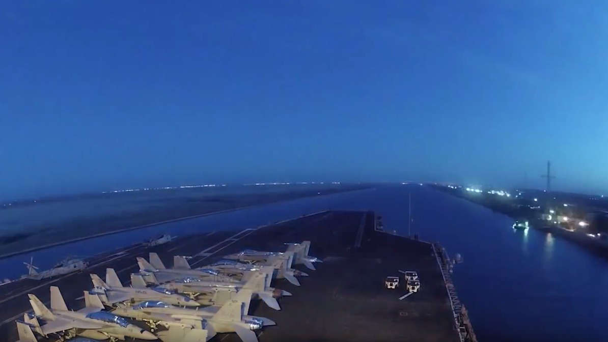 US aircraft carrier crossing the new Suez Canal