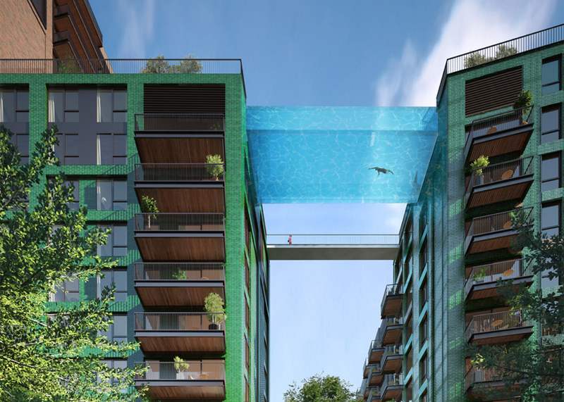 first glass sky pool suspended 115 feet