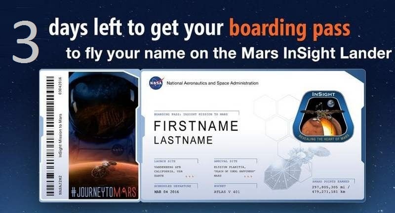 Send your name to Mars with NASA