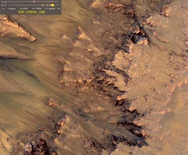 Warm-Season Flows on Slope in Newton Crater.