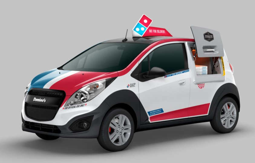 Domino's Pizza delivery car with its own oven