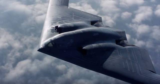 Air-to-air footage of a USAF B-2 stealth bomber (2)