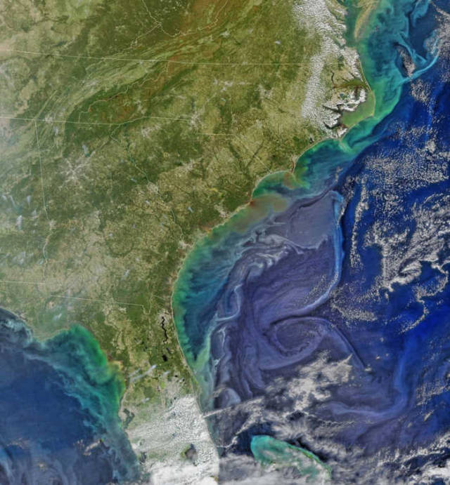 runoff as it interacts with ocean currents