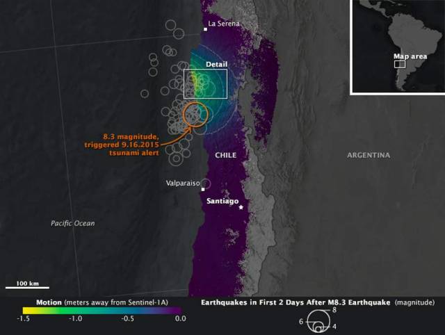 Earth Motion from the Illapel Earthquake was more than a meter