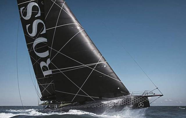 Hugo Boss racing sailing yacht