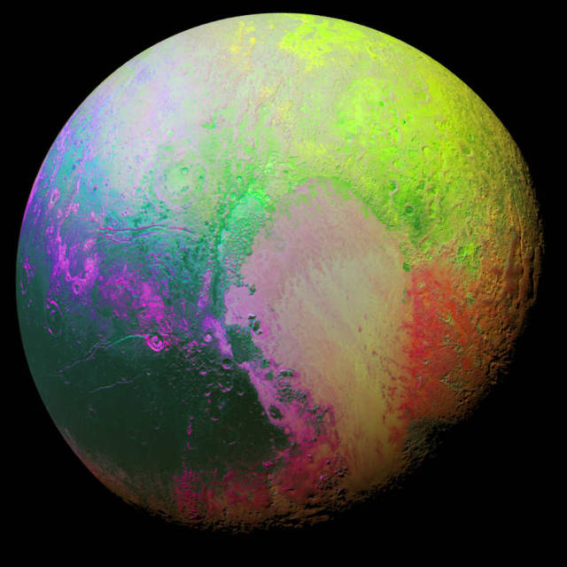false color image of Pluto