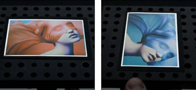 Printing technique hides one image behind the other 