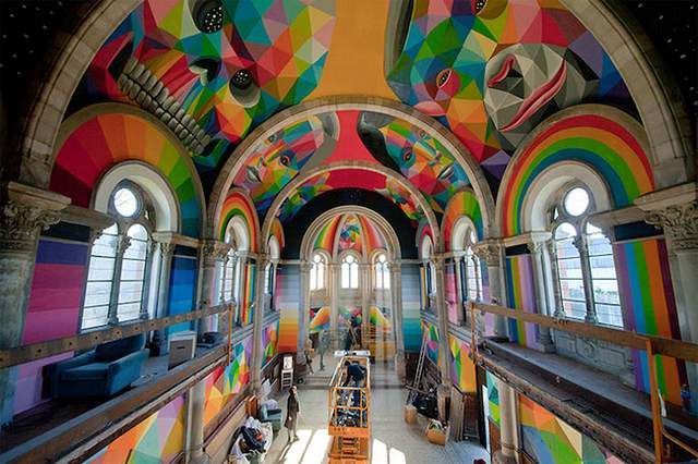 A historic Church transformed into colored Skate Park (4)