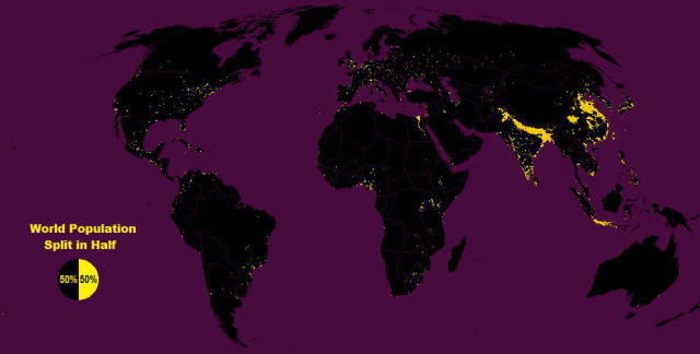 Half the World’s Population Lives in this yellow 1% of the Land