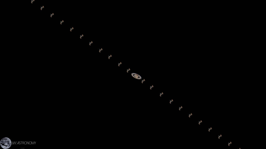 Space Station Transits Saturn