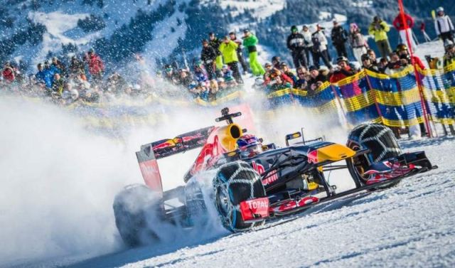 Watch the Red Bull F1 car on a Ski slope 1