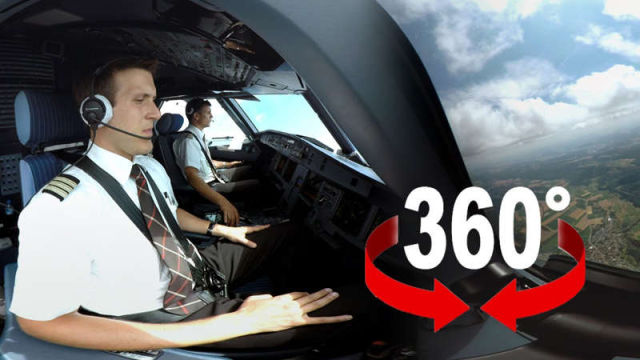 360° cockpit view - Swiss Airbus A320 
