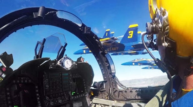 Blue Angels' Cockpit video of Super Bowl 50 Flyover 