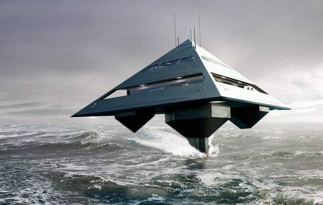 Tetrahedron 'Flying pyramid' luxurious superyacht