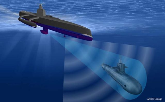 Submarine Hunting 132 foot long Robot Ship 