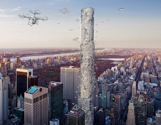 Drone Skyscraper in Manhattan