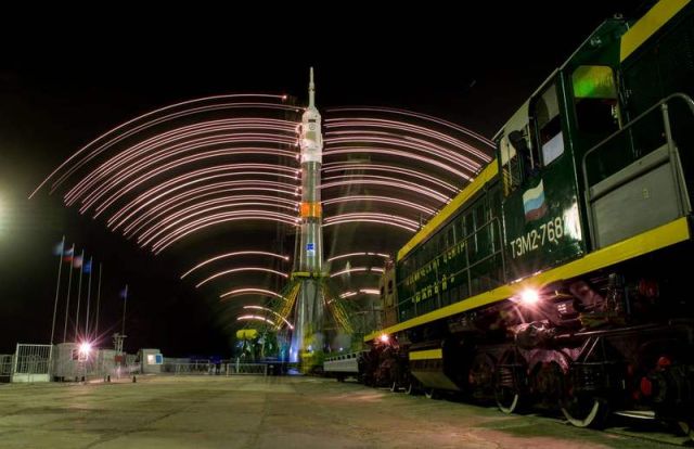Gantry Arms embrace the Soyuz TMA-20M Spacecraft