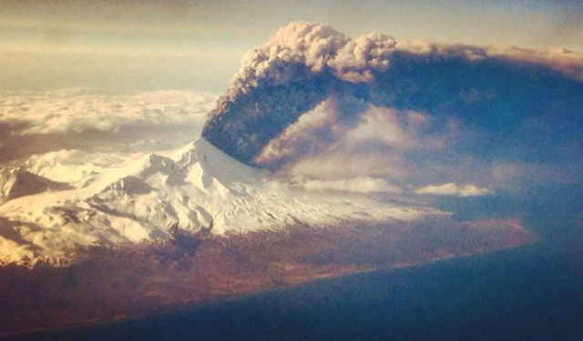 Pavlof Alaskan volcano erupting