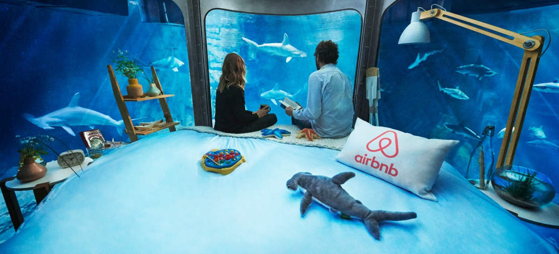 Glass room in the shark tank at the Paris Aquarium (1)