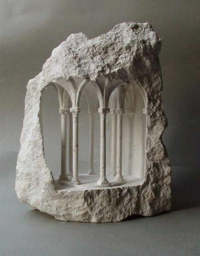 Miniature Structures carved into raw stone (4)