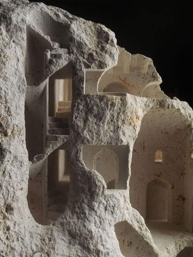 Miniature Structures carved into raw stone (1)