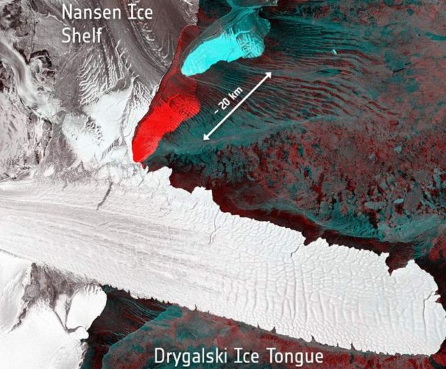 Two Icebergs breaking from Antarctica