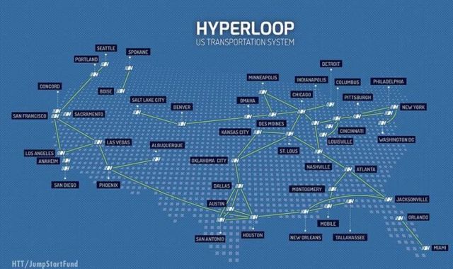 Hyperloop USA map