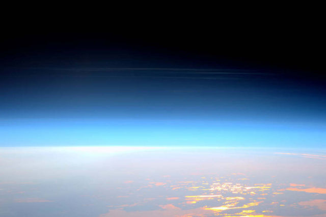 Noctilucent Clouds viewed from Space Station