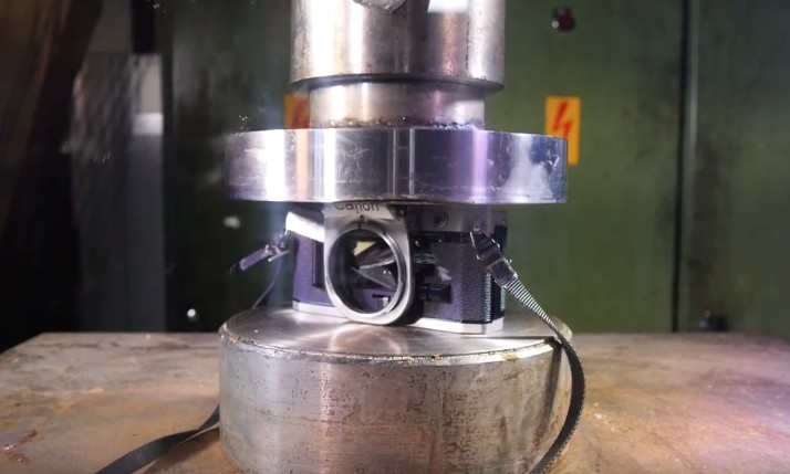Making a Camera more Compact with Hydraulic Press 1