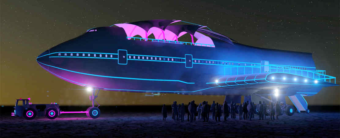 Converted Jumbo Jet lands at Burning Man (1)